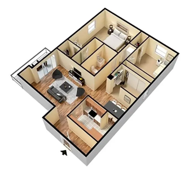 San Pasqual Apartments l 2x2 Floor Plan Two Bedrooms Floor Plan San Pasqual Apartments l Pasadena Ca